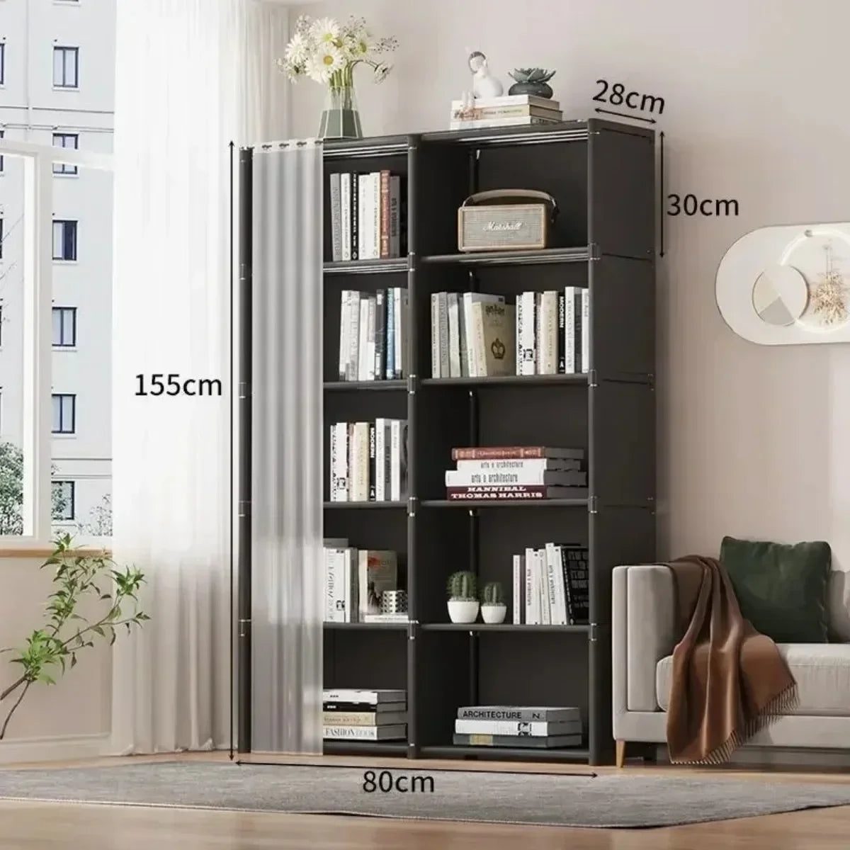 6/5 Layers Dustproof Wardrobe High Capacity Partition Bookshelf Bedroom Open Simple Assembly Storage Cabinet Bedroom Furniture - Buy online at  Vibe In Cart.