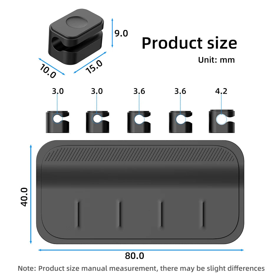 5-Pack Silicone Magnetic Cable Clips for Desktop and Wall