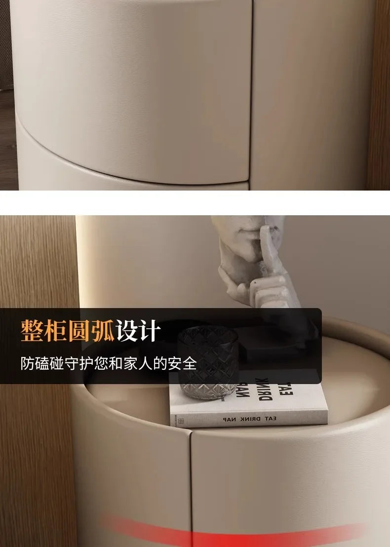 Home Living Room Sofa Side Cabinet, Creative Round Solid Wood Bedside Table, New Simple Modern Small Bedroom Storage Cabinet - Buy online at  Vibe In Cart.