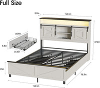 Vabches Bed Frame Queen with 4 Drawer&Storage Headboard Platform Bed Frame with LED Light& Power Strip&Sliding Barn Door Bedroom - Buy online at  Vibe In Cart.