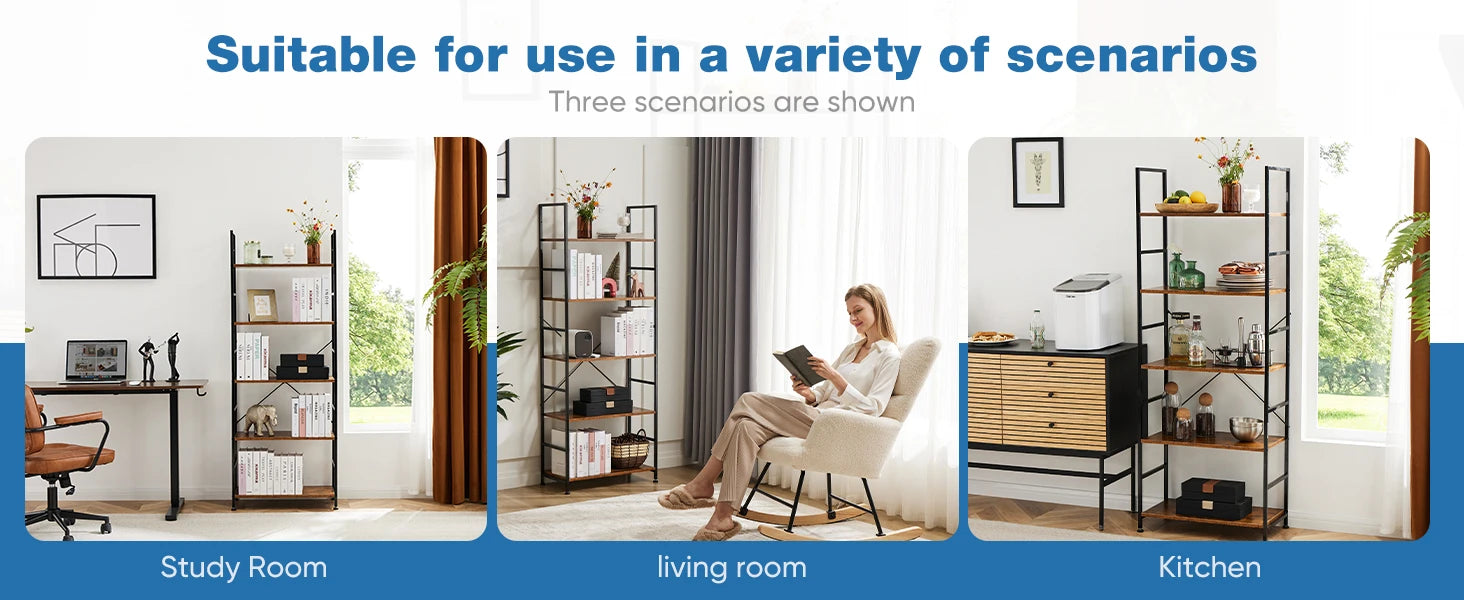 JHK 5 Tier Bookcase Bookshelf Modern Book Case For Books Corner Storage Organizer for Bedroom Home Office Kitchen Living Room - Buy online at  Vibe In Cart.