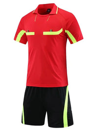 Men's Polyester Soccer Referee Uniform with Jersey and Shorts