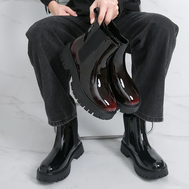 Men Chelsea Boots PU Thick Soled Round Toe Classic Comfortable Men High Top Boots - Buy online at  Vibe In Cart.