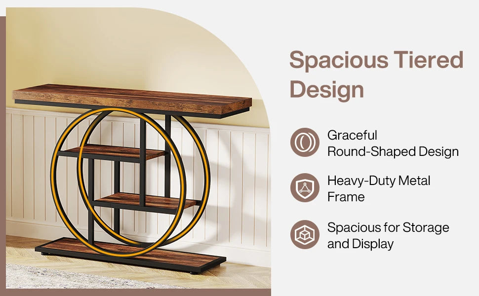 Console Table, 4-Tier Entryway Table, 41.3-Inch Industrial Sofa Table for Living Room, Foyer Hallway Table for Entrance - Buy online at  Vibe In Cart.