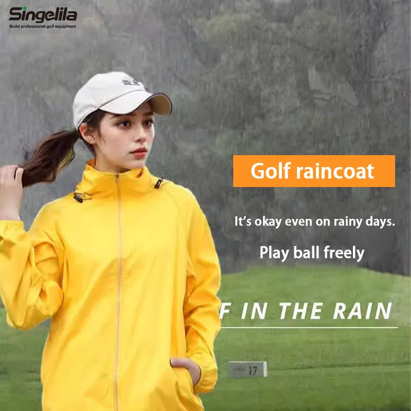 Hooded UV Waterproof Nylon Golf Jacket Unisex Foldable