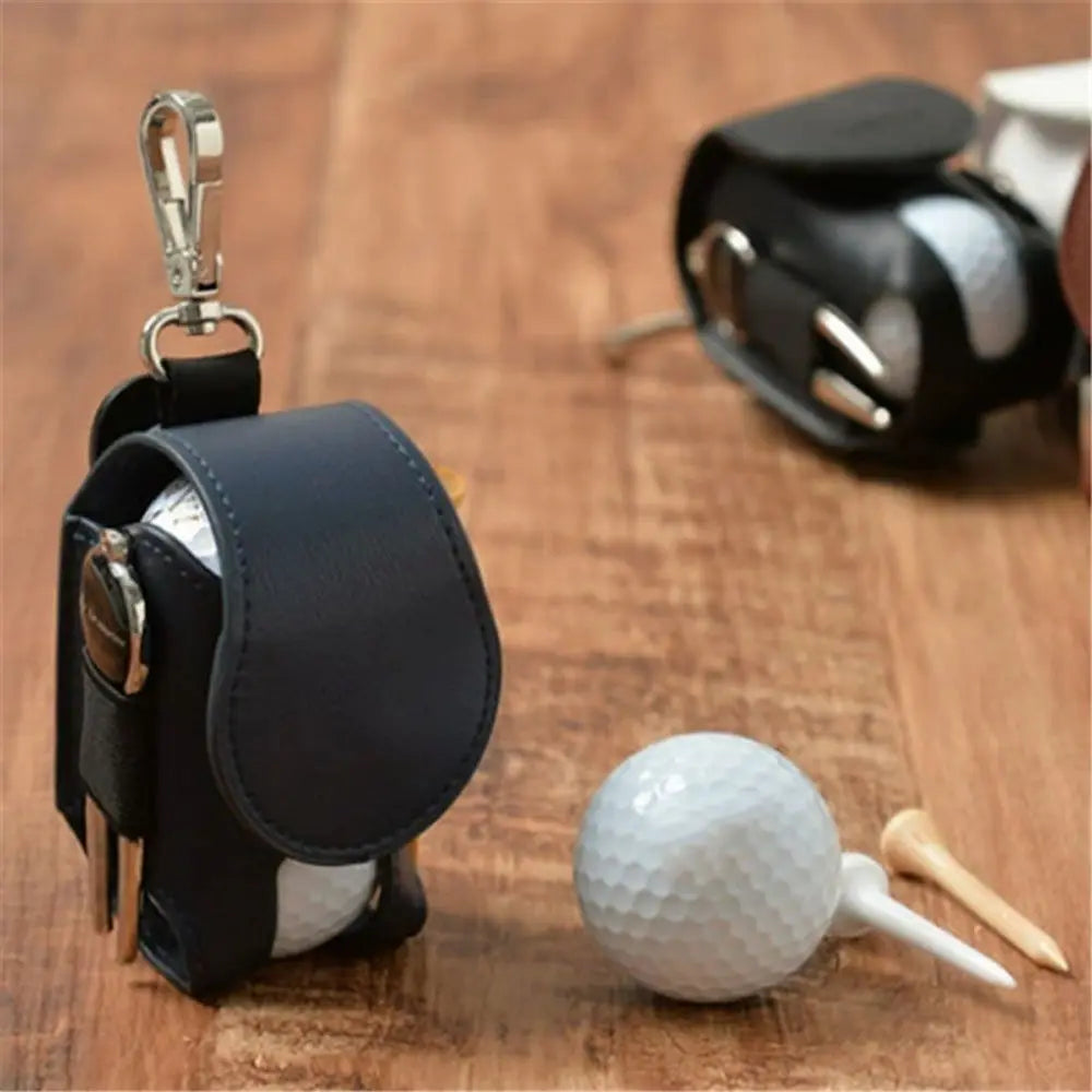 Mini Leather Golf Ball Storage Pouch with Waist Clip