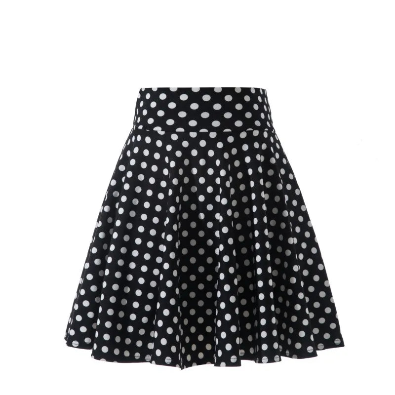 Women's Black Knee-Length Flared Pleated Loose Skirt
