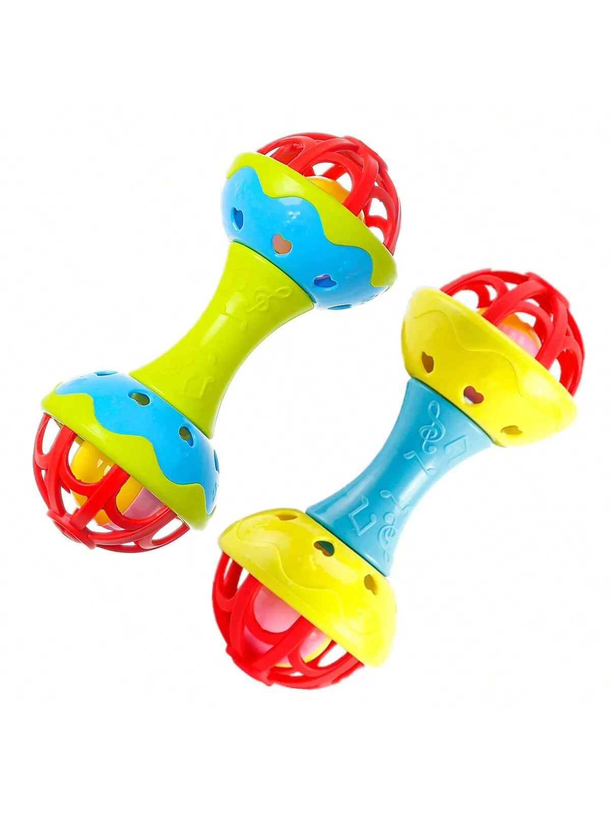 Double-Headed Plastic Baby Rattle Toy, Random Color, 19x8x7.5cm