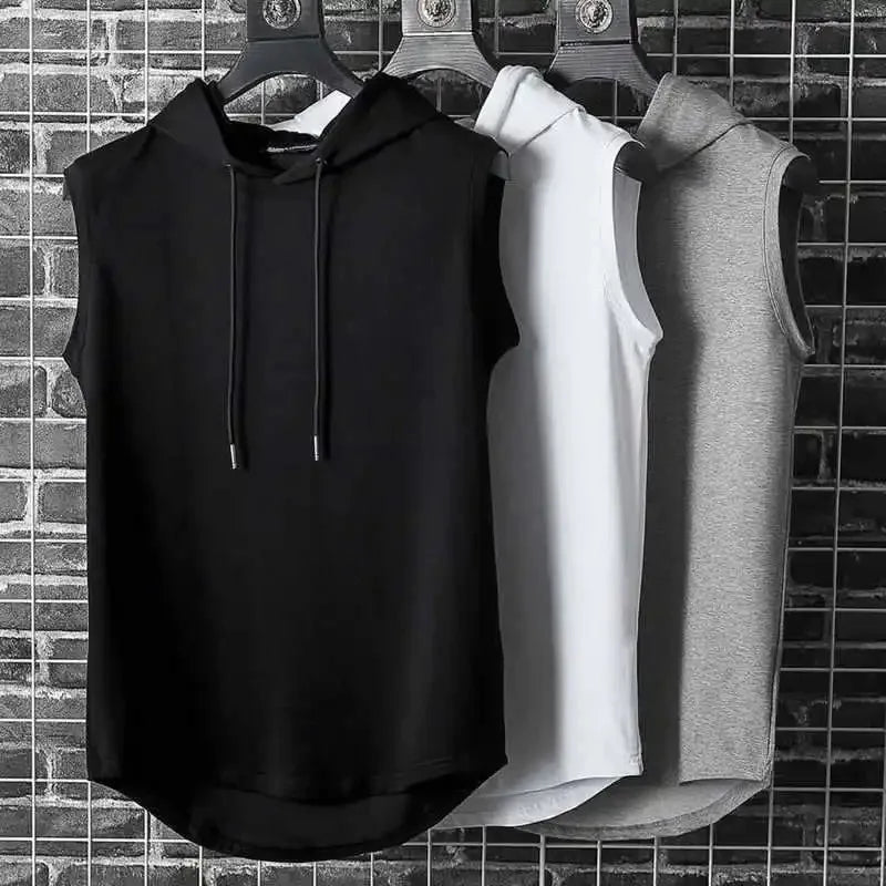 Unisex Polyester Hooded Sleeveless T-Shirt, Sizes M-3XL