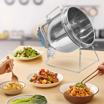 Stainless Steel Stir Fryer, Large Capacity Automatic Flipping and Cooking Machine, Home Outdoor Barbecue, Kitchen - Buy online at  Vibe In Cart.