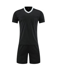 Men's Polyester Soccer Referee Uniform Set with Jersey and Shorts