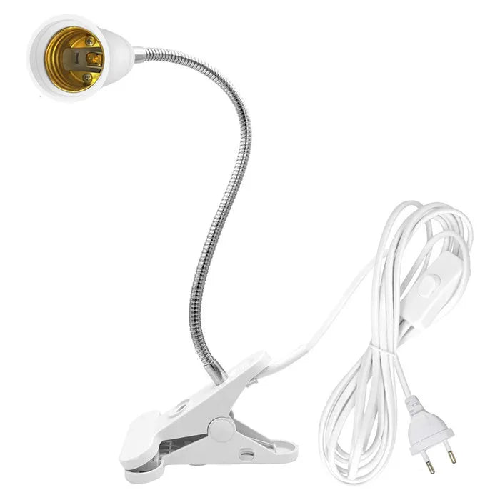 EU US Plug 360 Degrees Flexible Desk Lamp Holder E27 Base Light Socket Gooseneck Clip-On Cable With On Off Switch for Home Plant - Buy online at  Vibe In Cart.