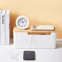 Wooden Cable Organizer Box for Desk Wire Management