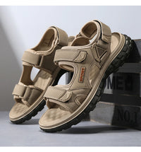 Men's Breathable Gladiator Sandals with Anti-Slip PVC Outsole and PU Upper