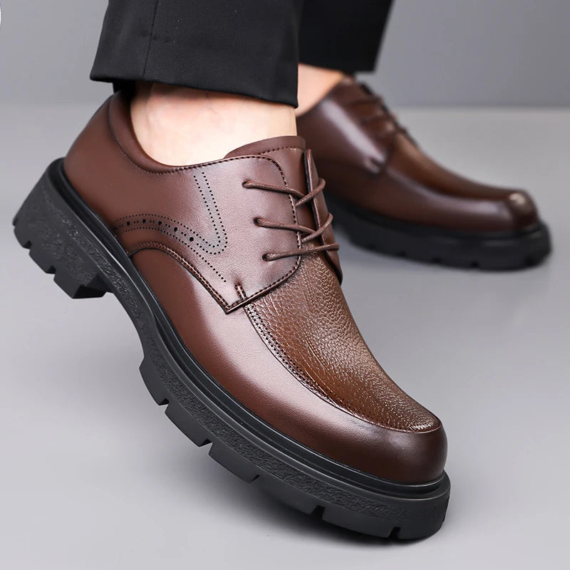 Men's Lace-Up Formal Oxford Shoes with Rubber Outsole