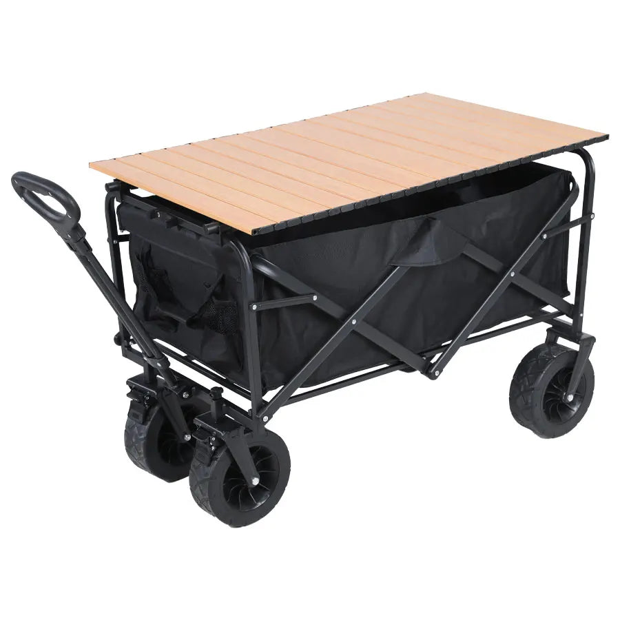 Collapsible Folding Heavy Duty Utility Wagon for Outdoor, Black