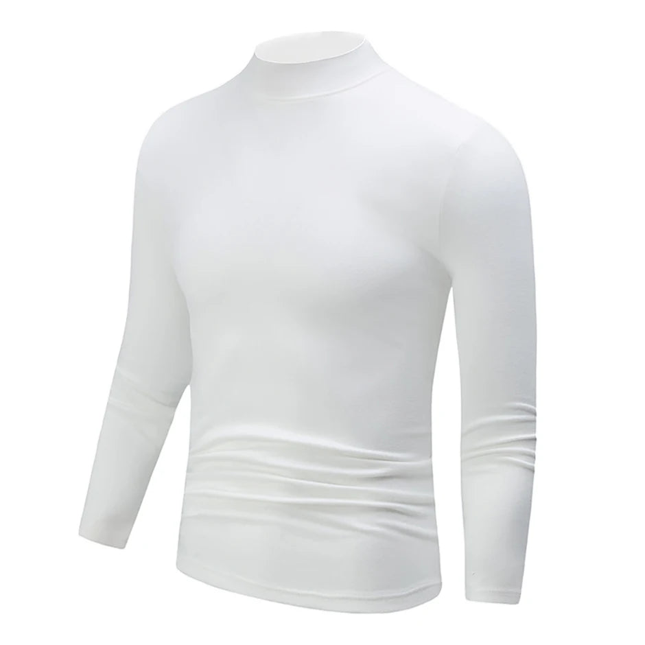 1/2piece Autumn And Winter Men's Semi High Neck Fashionable Base Long Sleeved Top Solid Color Casual Sports Fitness Warm T-shirt - Buy online at  Vibe In Cart.