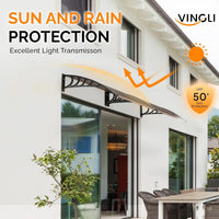 Window Awning Door Canopy, 40" x 40" Window Awning Overhead Modern Polycarbonate Cover Outdoor Front Porch Patio Canopy - Buy online at  Vibe In Cart.