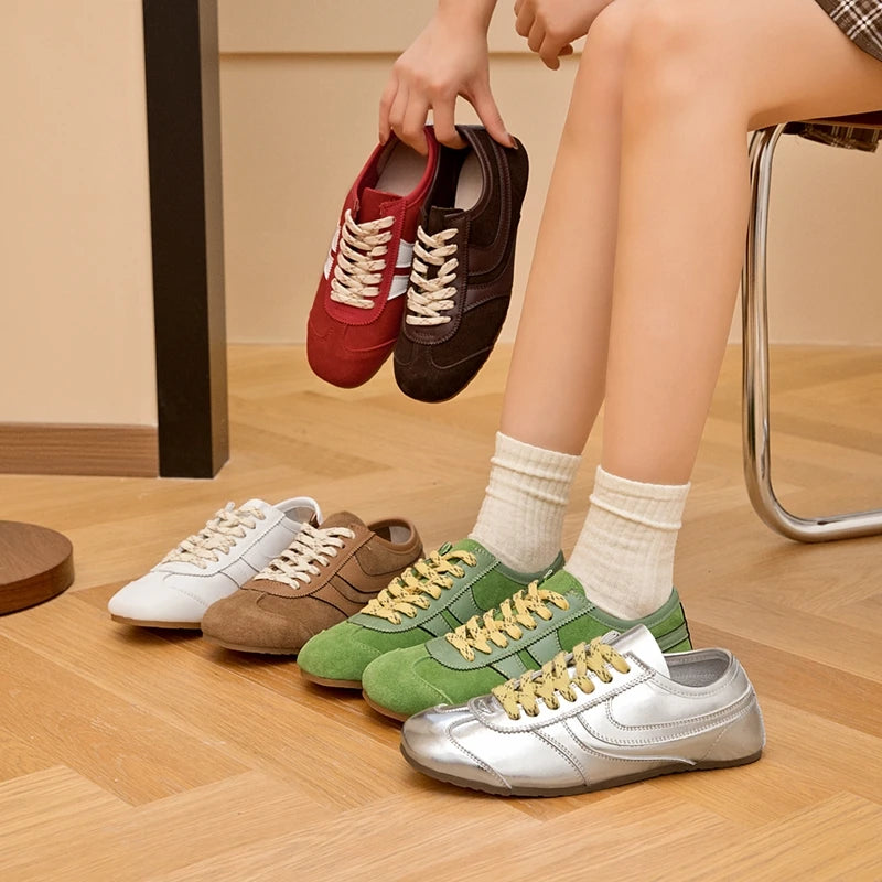 German Training Shoes Women 2025 New Genuine Leather Women Sneakers Flat Lace-up Retro Large Size Forrest Gump Shoes Women - Buy online at  Vibe In Cart.
