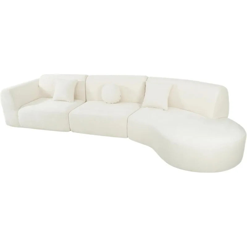 Curved Polyester Sectional Sofa Set, 7 Seat Modern Cloud Couch with Chaise Lounge, 3 Pillows, Fully Assembled for Living Room - Buy online at  Vibe In Cart.
