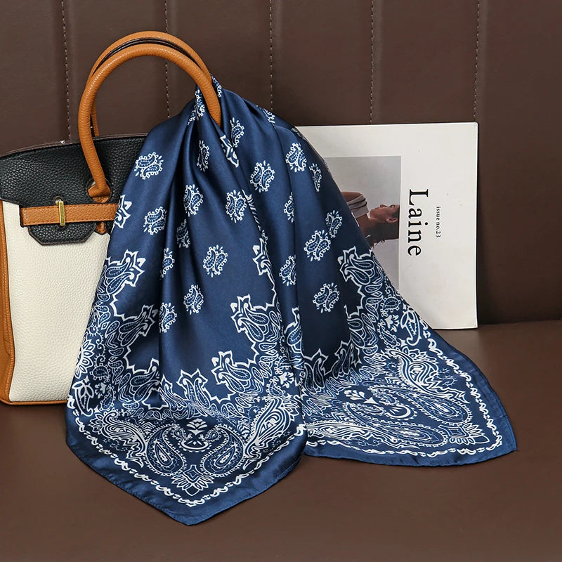 Square Satin Silk Scarf for Women, Casual All Seasons