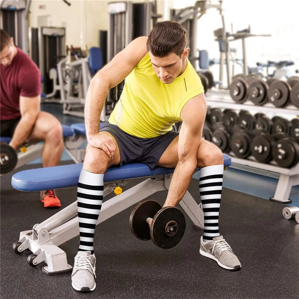 Men's Compression Crew Sports Socks with Nylon Blend