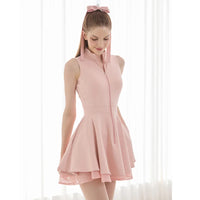 Fashion Tennis Golf Clothing Ladies Sleeveless Lace Sports Dress Quick Dry Half Zip Slim Dresses Woman Girls Sports Jersey Skirt