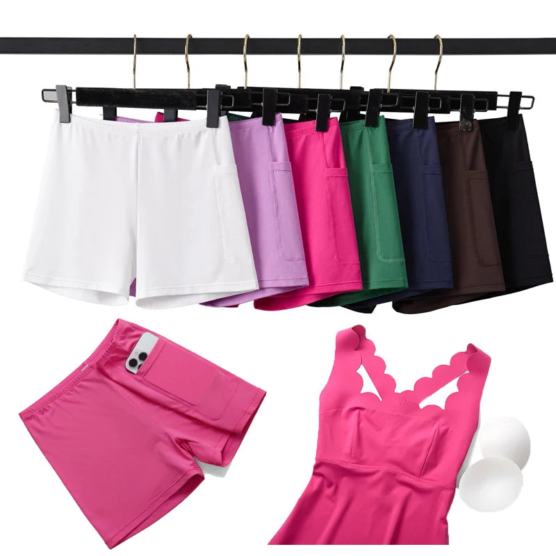Women Tennis Yoga Dress Solid Color Buttery Soft Gym Suit Breathale Running Skirt Female Golf Short Sportswear Workout Clothes - Buy online at  Vibe In Cart.