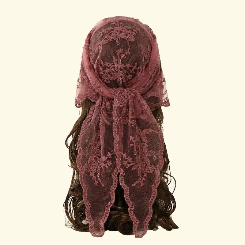 Adult Women's Triangular Lace Polyester Hair Scarf Accessory