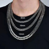 HNSP 8mm-14mm Thick Stainless Steel Cuban Chain Necklace For Men Punk Neck Male Chains Jewelry Accessories - Buy online at  Vibe In Cart.