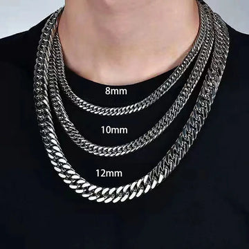 HNSP 8mm-14mm Thick Stainless Steel Cuban Chain Necklace For Men Punk Neck Male Chains Jewelry Accessories - Buy online at  Vibe In Cart.