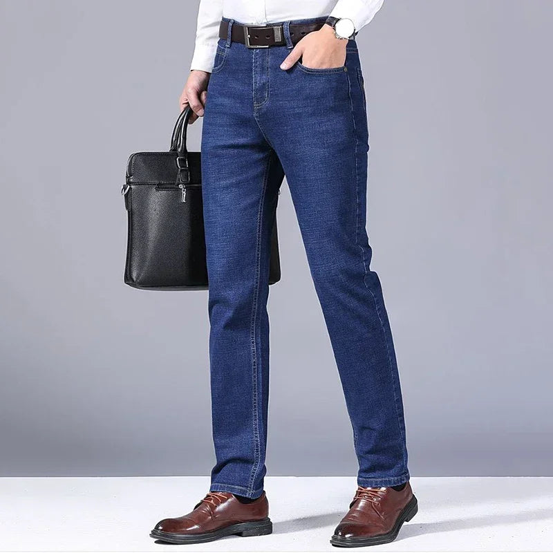 Men's Straight Leg Stretch Denim Jeans for Casual Wear