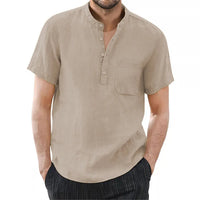 Men's Short Sleeve T-shirt Cotton and Linen Casual Men T-shirts Solid Color Summer Shirt Male Cozy Breathable - Buy online at  Vibe In Cart.