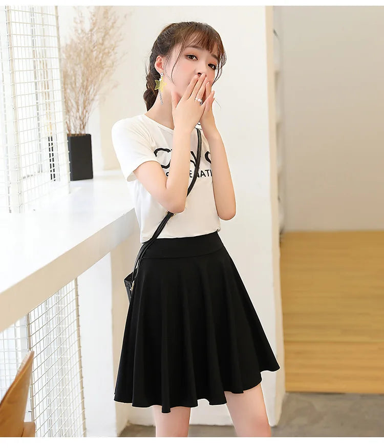 2025 Flared Skirts Women's Basic Shorts Skirt Fashion Versatile Black Casual Mini Skater Medium Pleated Fluffy Skirt Plus Size - Buy online at  Vibe In Cart.