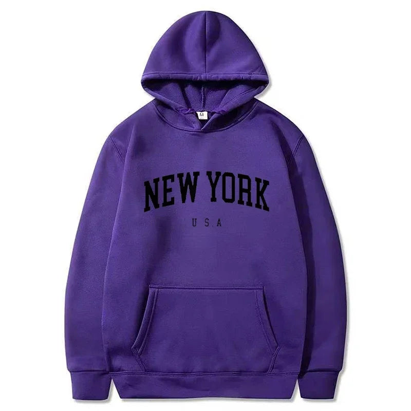 Men Women New York U.S.A City Hoodies Fashion Letter Printed Graphic Sweatshirts Loose Casual Harajuku Hooded Pullover Sportwear - Buy online at  Vibe In Cart.