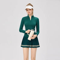 Women's Long Sleeve Athletic Shirts with Zipper Collar