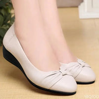 Low heeled light mom Shoes Waterproof Bow Flats Soft soled comfort Women's shoe Casual non slip leather shoes Zapatos Mujer - Buy online at  Vibe In Cart.
