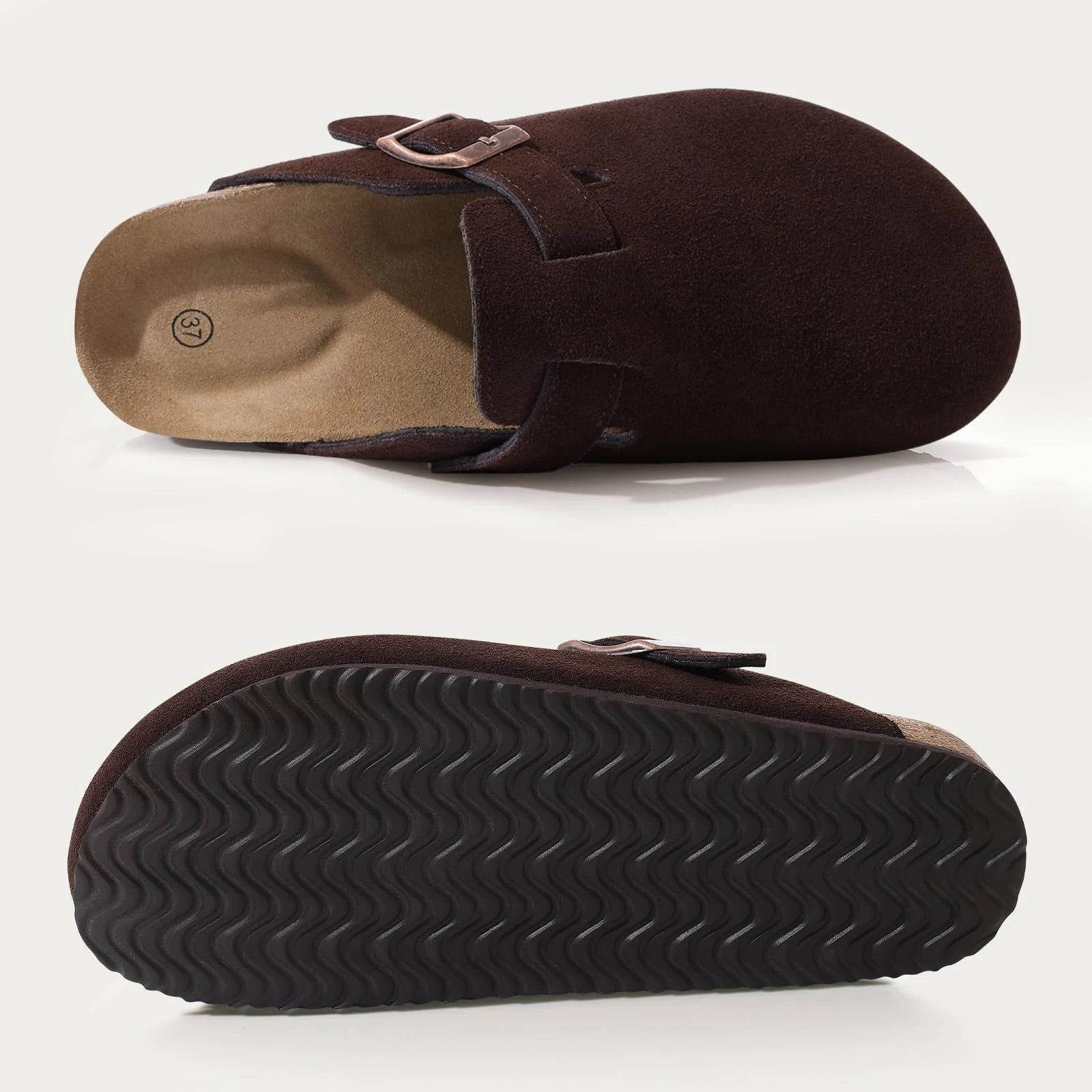 Evshine Men's Cow Suede Clogs with Arch Support Leather Mules Comfort Fashion Potato Shoe Women Cork Footbed Genuine Suede Clogs - Buy online at  Vibe In Cart.