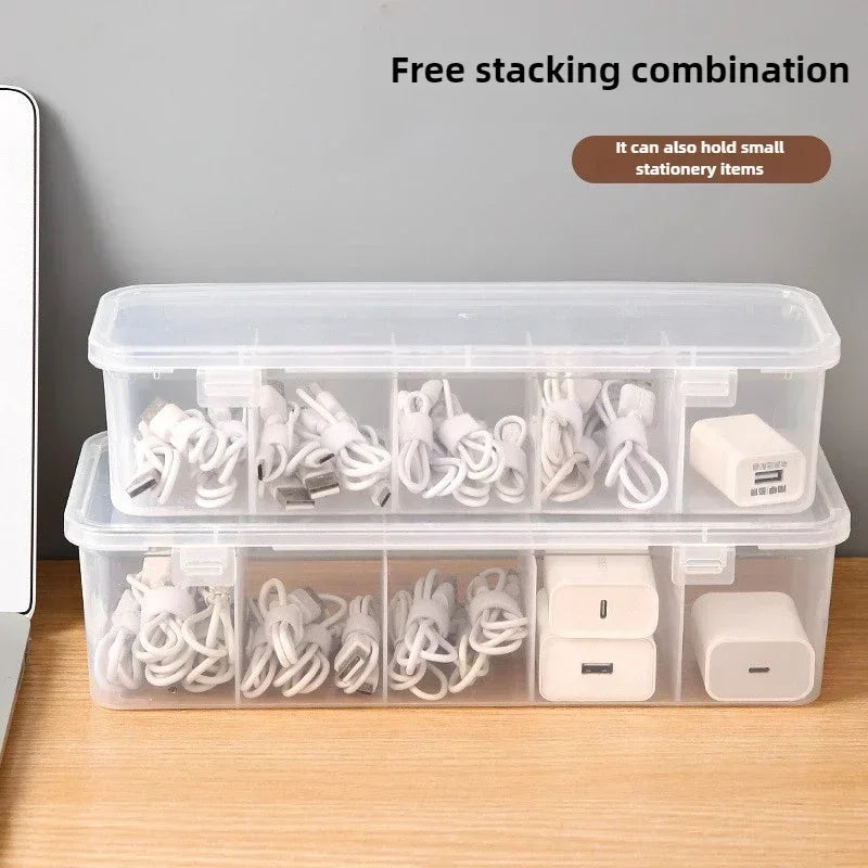 Transparent Plastic Cable Storage Box With Lid And Grid