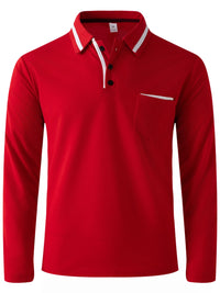 Spring and fall best-selling fashion golf men's lapel pocket comfortable casual sports solid color long sleeve breathable top - Buy online at  Vibe In Cart.