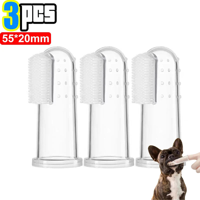 Transparent Silicone Fingertip Pet Toothbrush for Dogs and Cats