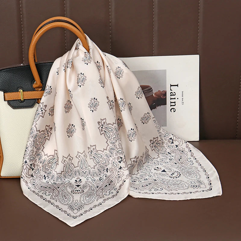 Square Satin Silk Scarf for Women, Casual All Seasons