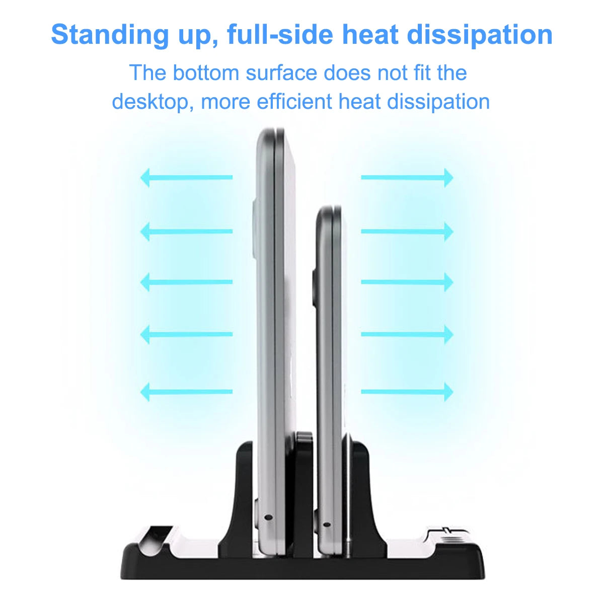 4in1 Adjustable Vertical Dual-Slot Laptop Stand in Abs Plastic
