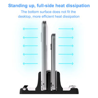 4in1 Adjustable Vertical Dual-Slot Laptop Stand in Abs Plastic