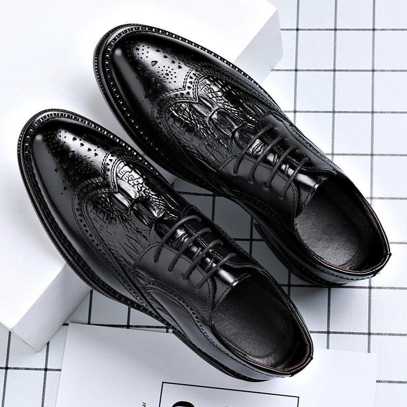 New for Men Genuine Leather Casual Shoes Retro Leisure Business Dress Shoes Street Fashion Brogue Shoes - Buy online at  Vibe In Cart.