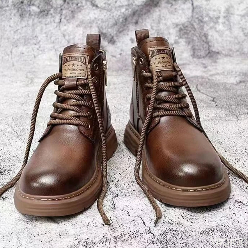 Fashionable versatile spring autumn new high top men's shoes casual comfortable men's shoes trendy retro simple warm short boots - Buy online at  Vibe In Cart.