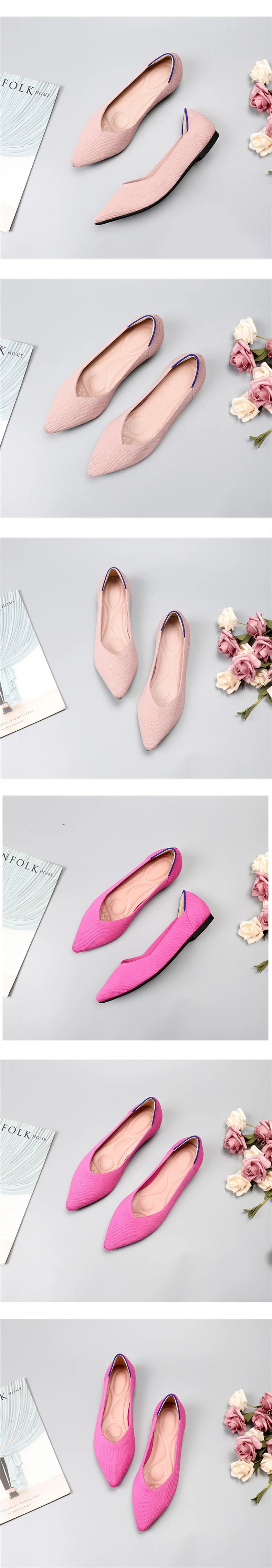 Breathable Polyester Shoes Women Spring Flats Pointy Toe Ballerinas Ladies Stretch Knitted Loafers Daily Casual Shallow Shoes - Buy online at  Vibe In Cart.