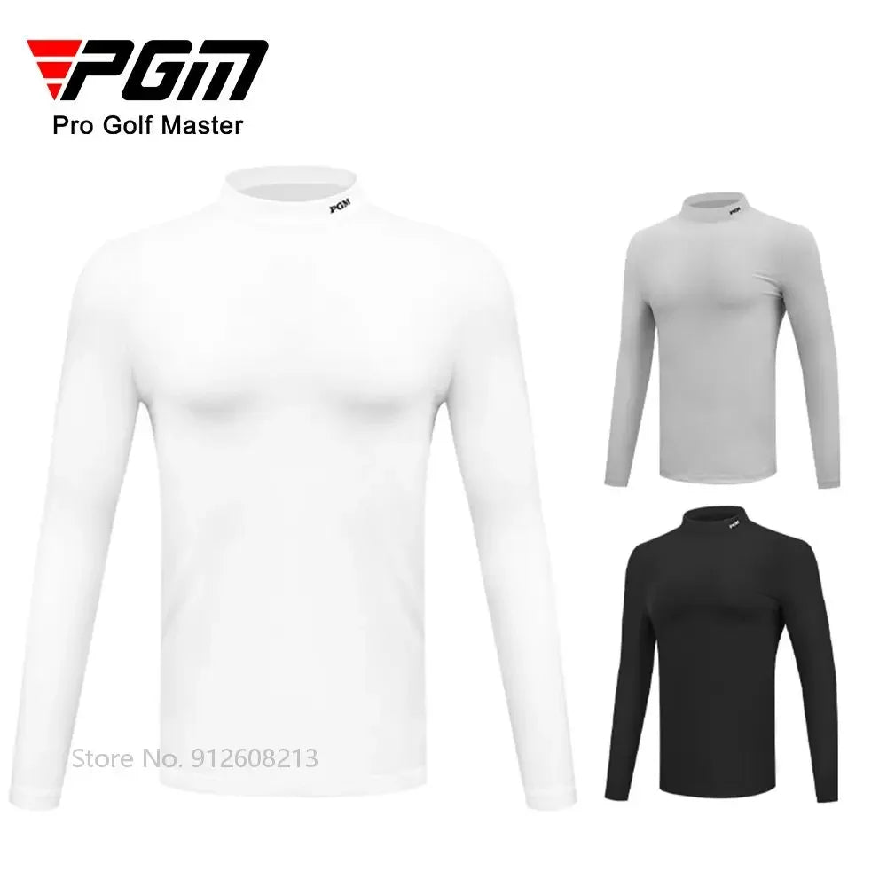 Men's Long-Sleeved Fleece Warm Golf Shirt With Stand Collar