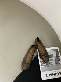 Women's Square Toe Slip-On Ballet Flats with PU Upper