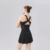 2026 New tennis dress ballet dress sexy back cross lace badminton anti-light lacework Separate shorts yoga golf sports dress